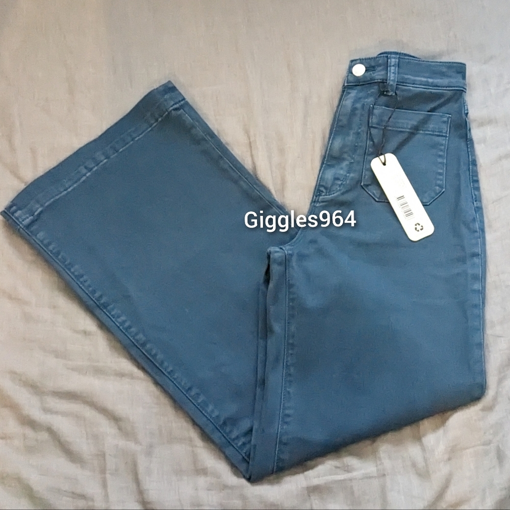 Rolla's Sailor Ankle Wide Straight Leg Jeans Petrol Blue - Picture 2 of 7